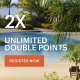 Earn 2X points starting on your second stay. Then keep earning on unlimited stays from January 1 to March 31, 2025.